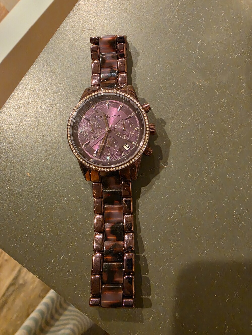 Michael Kors Men's Rose/Purple Tortoiseshell Chronograph Watch